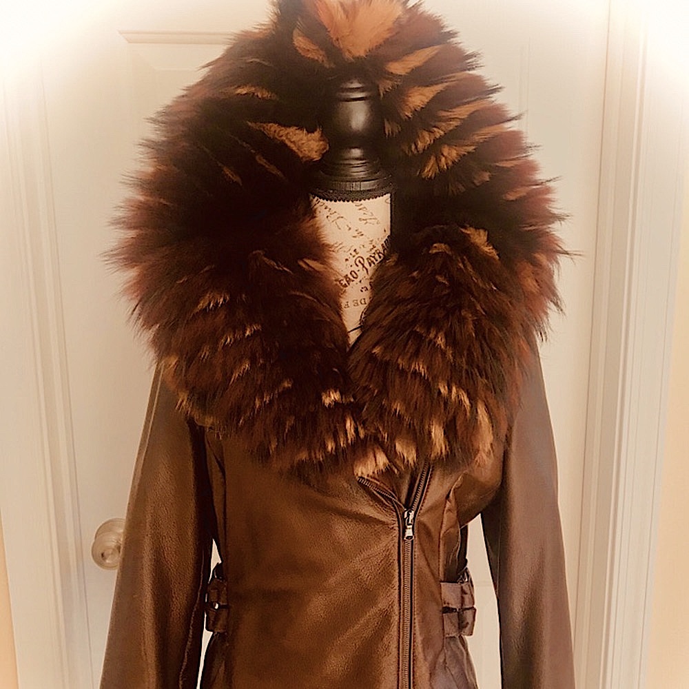 🔥✨Anna Biagini Brown/Faux Fur Leather Coat✨🔥🔥🔥🔥🔥🔥🔥🔥